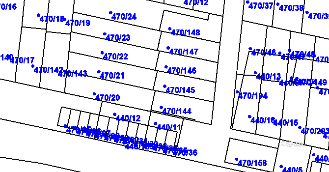 Parcela st. 470/145 v KÚ Krč, Katastrální mapa