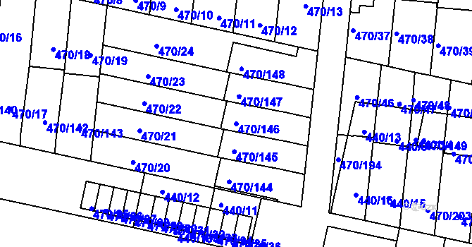 Parcela st. 470/146 v KÚ Krč, Katastrální mapa