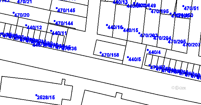Parcela st. 470/158 v KÚ Krč, Katastrální mapa
