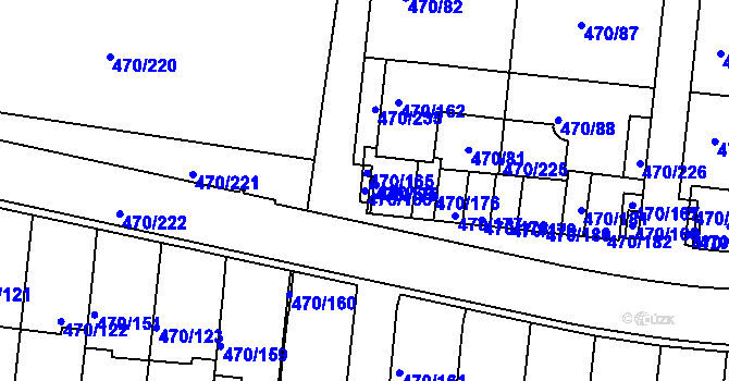 Parcela st. 470/166 v KÚ Krč, Katastrální mapa