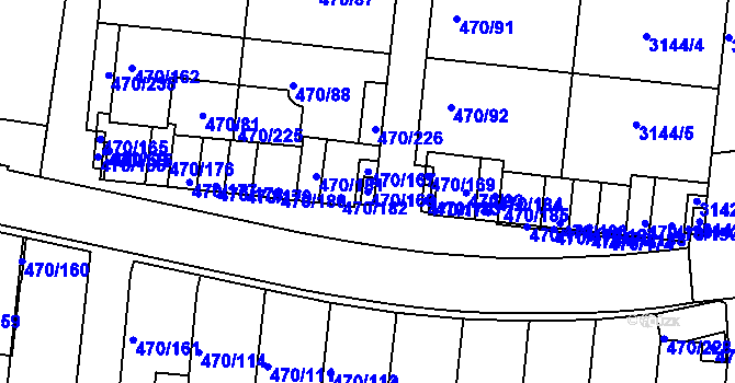 Parcela st. 470/168 v KÚ Krč, Katastrální mapa