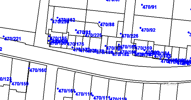 Parcela st. 470/180 v KÚ Krč, Katastrální mapa