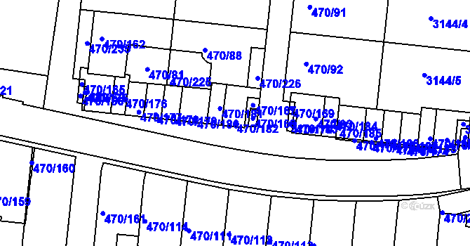 Parcela st. 470/182 v KÚ Krč, Katastrální mapa