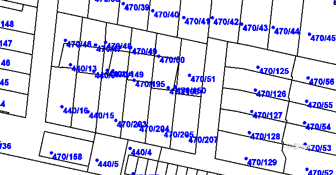 Parcela st. 470/196 v KÚ Krč, Katastrální mapa