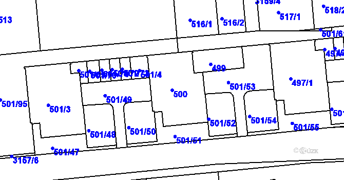 Parcela st. 500 v KÚ Krč, Katastrální mapa
