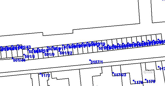 Parcela st. 501/17 v KÚ Krč, Katastrální mapa