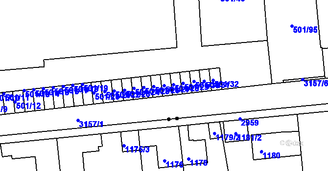 Parcela st. 501/27 v KÚ Krč, Katastrální mapa