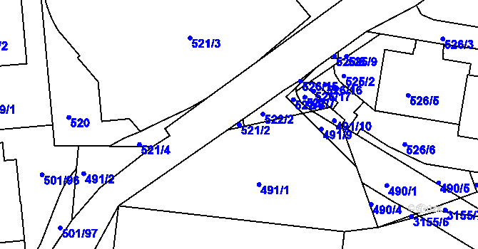 Parcela st. 521/2 v KÚ Krč, Katastrální mapa