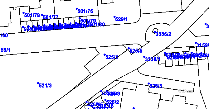 Parcela st. 525/1 v KÚ Krč, Katastrální mapa
