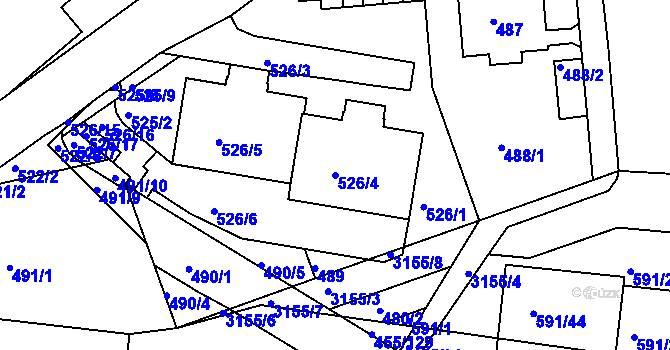 Parcela st. 526/4 v KÚ Krč, Katastrální mapa