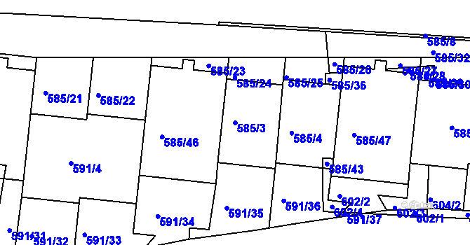 Parcela st. 585/3 v KÚ Krč, Katastrální mapa