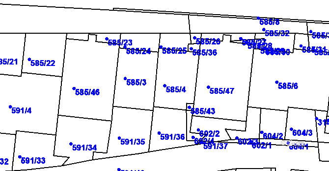 Parcela st. 585/4 v KÚ Krč, Katastrální mapa
