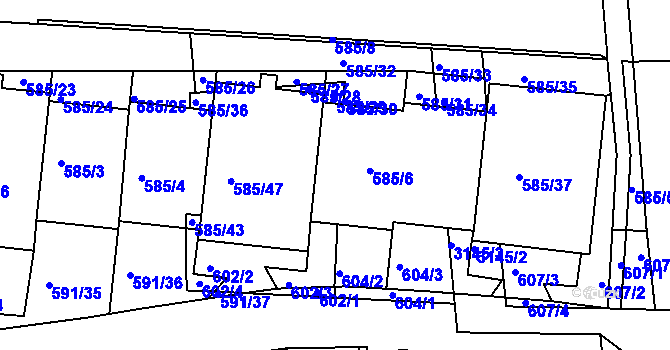 Parcela st. 585/5 v KÚ Krč, Katastrální mapa