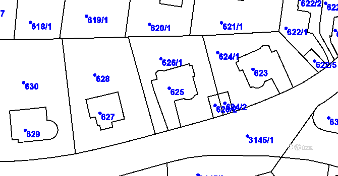 Parcela st. 625 v KÚ Krč, Katastrální mapa