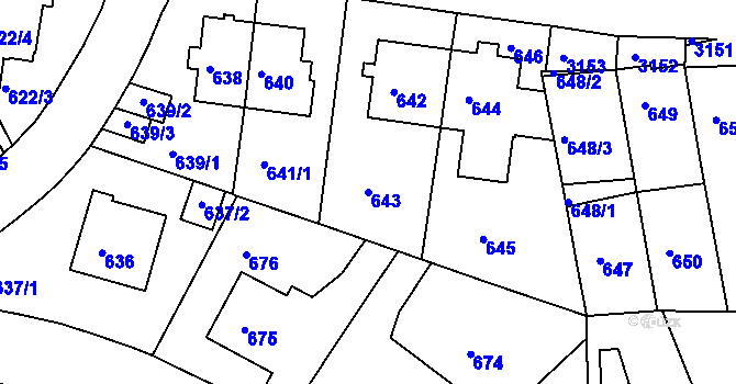 Parcela st. 643 v KÚ Krč, Katastrální mapa