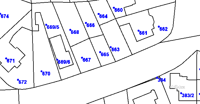 Parcela st. 665 v KÚ Krč, Katastrální mapa