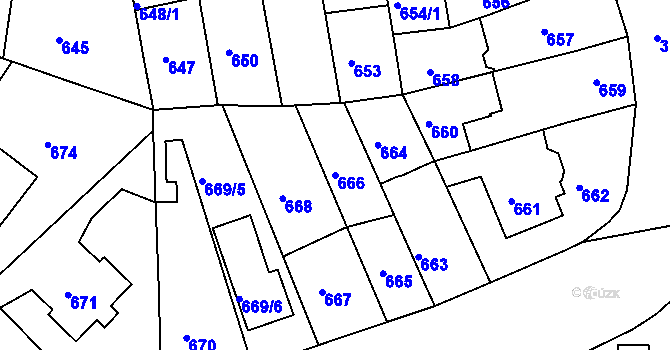 Parcela st. 666 v KÚ Krč, Katastrální mapa