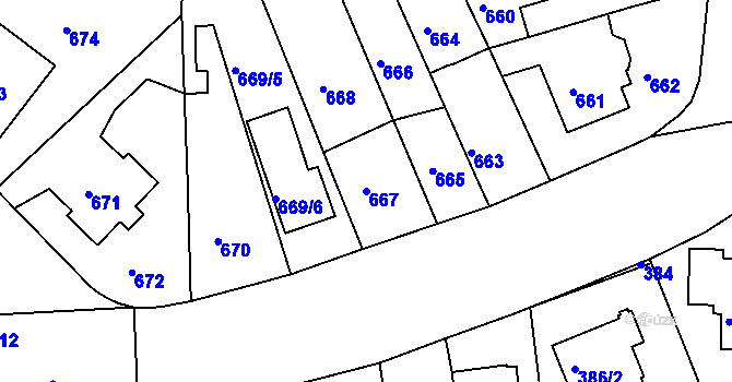 Parcela st. 667 v KÚ Krč, Katastrální mapa