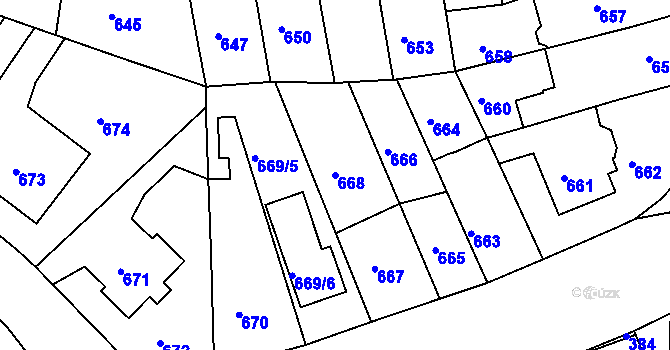 Parcela st. 668 v KÚ Krč, Katastrální mapa