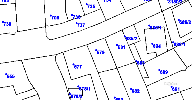 Parcela st. 679 v KÚ Krč, Katastrální mapa