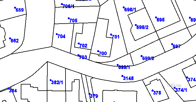 Parcela st. 700 v KÚ Krč, Katastrální mapa