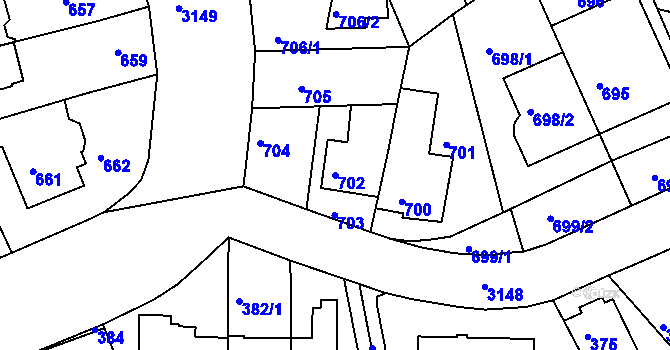Parcela st. 702 v KÚ Krč, Katastrální mapa