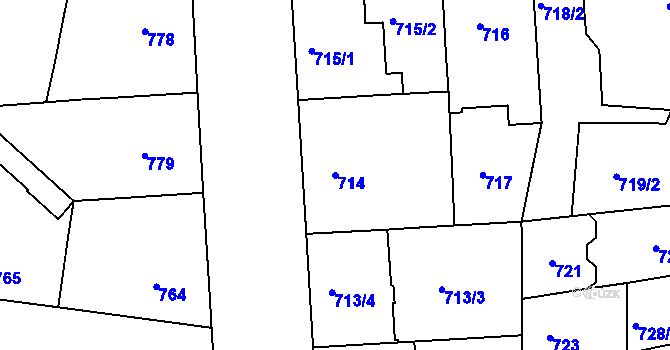 Parcela st. 714 v KÚ Krč, Katastrální mapa