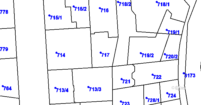Parcela st. 717 v KÚ Krč, Katastrální mapa