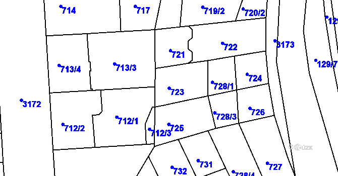 Parcela st. 723 v KÚ Krč, Katastrální mapa