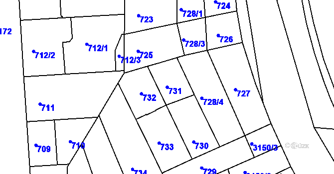 Parcela st. 731 v KÚ Krč, Katastrální mapa