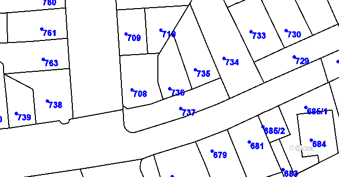 Parcela st. 736 v KÚ Krč, Katastrální mapa