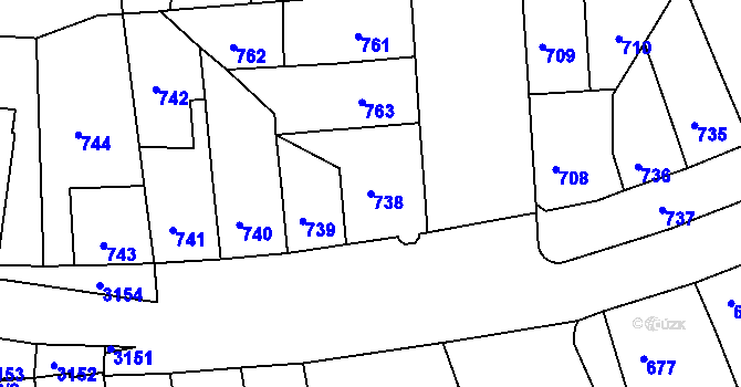 Parcela st. 738 v KÚ Krč, Katastrální mapa