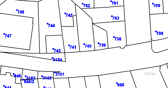 Parcela st. 740 v KÚ Krč, Katastrální mapa