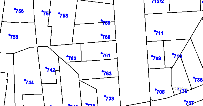 Parcela st. 761 v KÚ Krč, Katastrální mapa