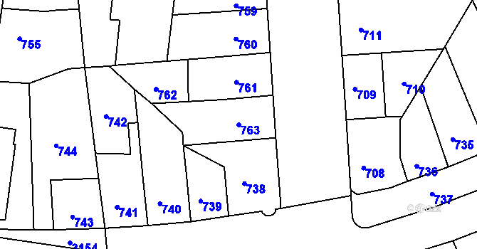 Parcela st. 763 v KÚ Krč, Katastrální mapa