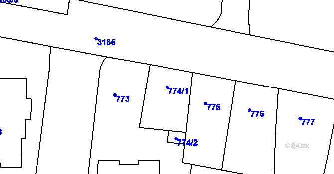 Parcela st. 774/1 v KÚ Krč, Katastrální mapa