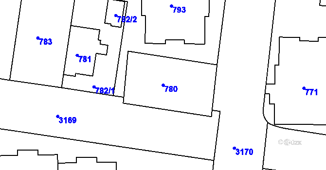 Parcela st. 780 v KÚ Krč, Katastrální mapa