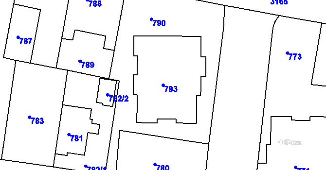 Parcela st. 793 v KÚ Krč, Katastrální mapa