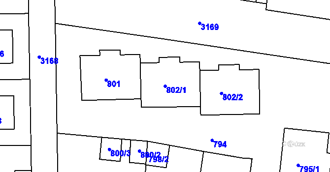 Parcela st. 802/1 v KÚ Krč, Katastrální mapa