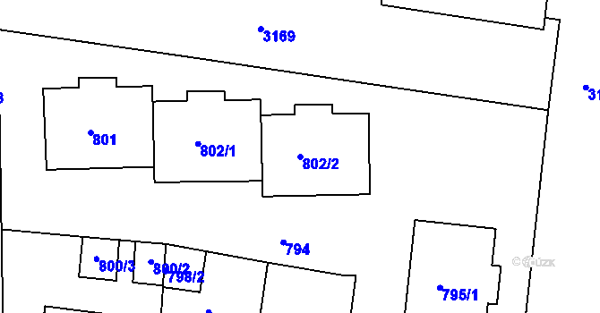 Parcela st. 802/2 v KÚ Krč, Katastrální mapa