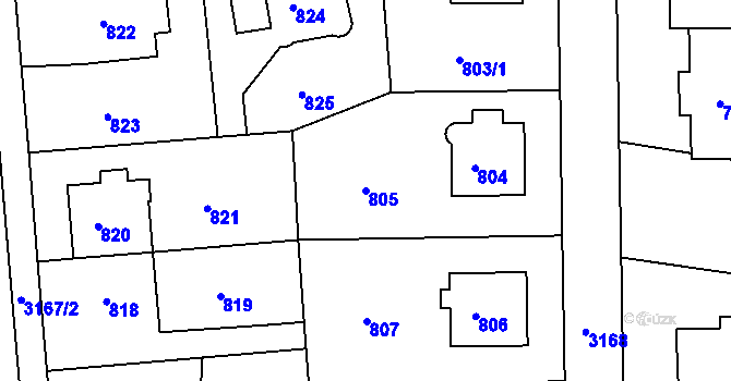 Parcela st. 805 v KÚ Krč, Katastrální mapa