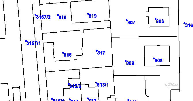 Parcela st. 817 v KÚ Krč, Katastrální mapa