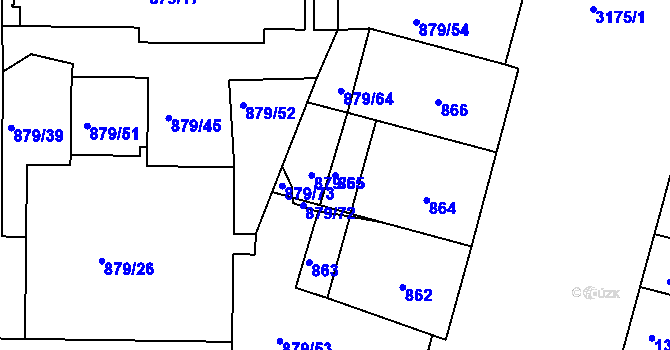 Parcela st. 865 v KÚ Krč, Katastrální mapa