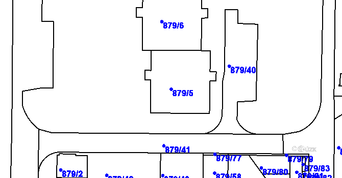 Parcela st. 879/5 v KÚ Krč, Katastrální mapa