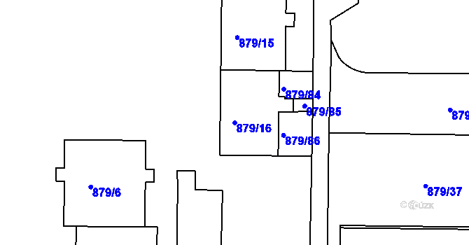 Parcela st. 879/16 v KÚ Krč, Katastrální mapa