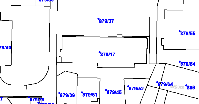 Parcela st. 879/17 v KÚ Krč, Katastrální mapa