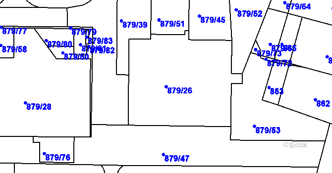 Parcela st. 879/26 v KÚ Krč, Katastrální mapa