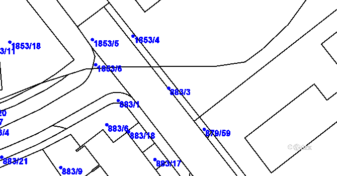 Parcela st. 883/3 v KÚ Krč, Katastrální mapa