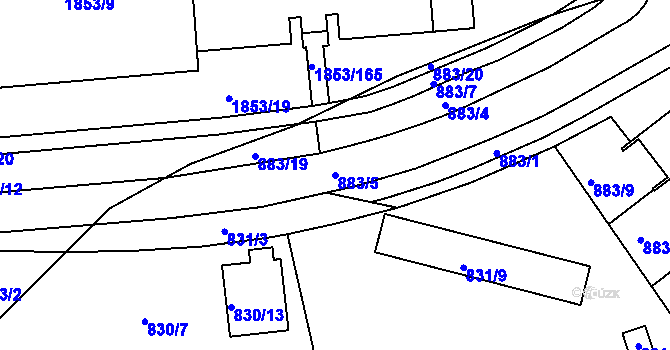 Parcela st. 883/5 v KÚ Krč, Katastrální mapa