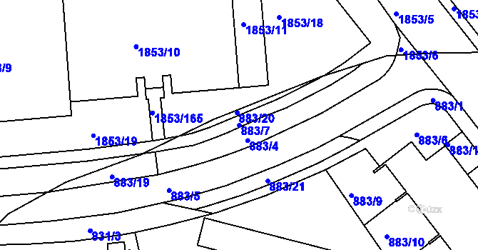 Parcela st. 883/7 v KÚ Krč, Katastrální mapa